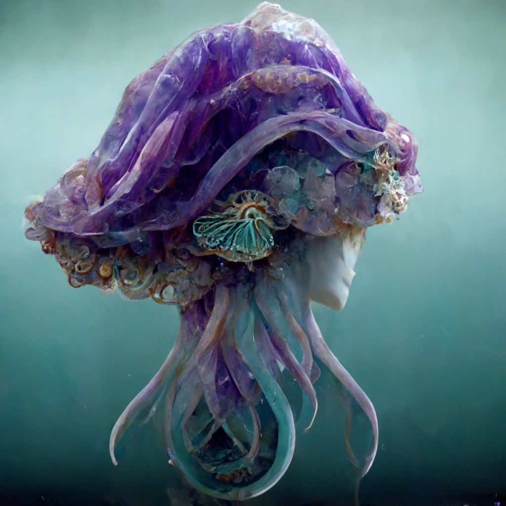 octopus princess purple turquoise