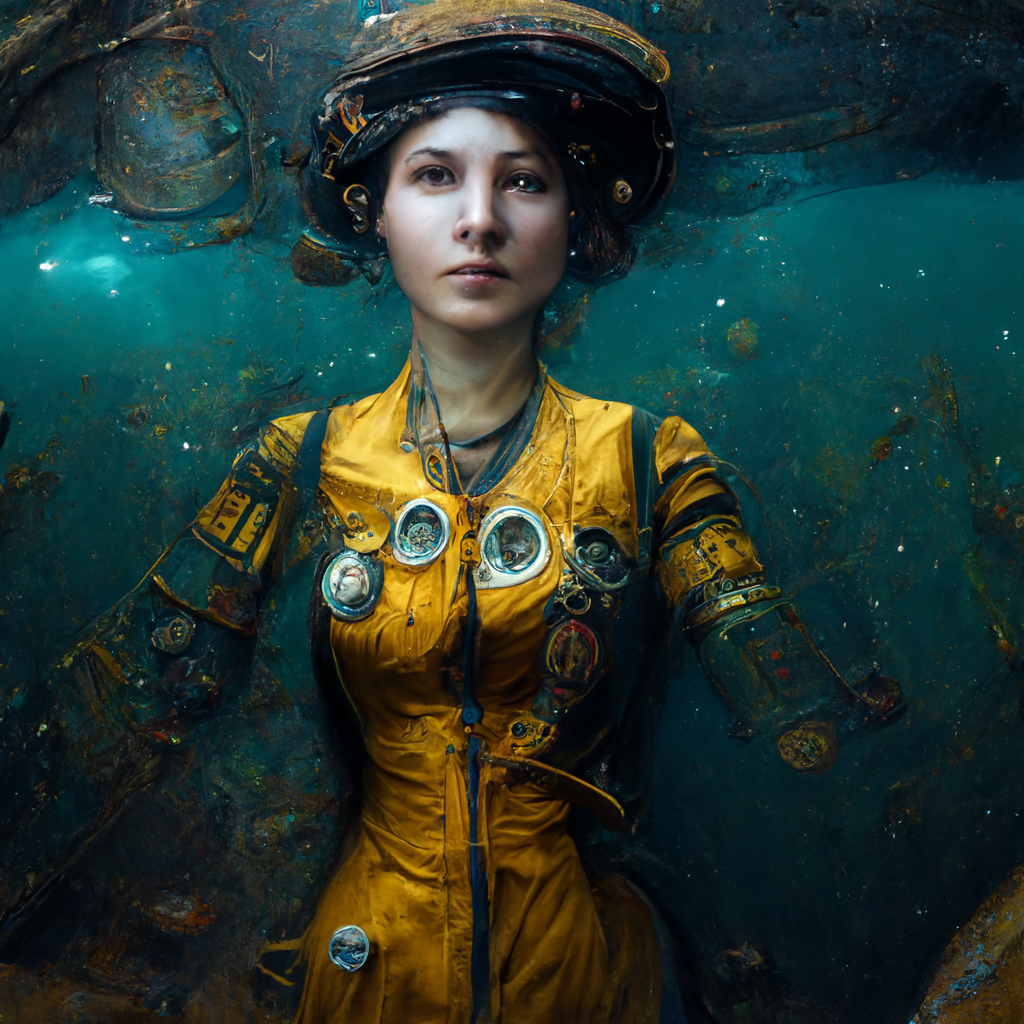 submarine lady in outerspace