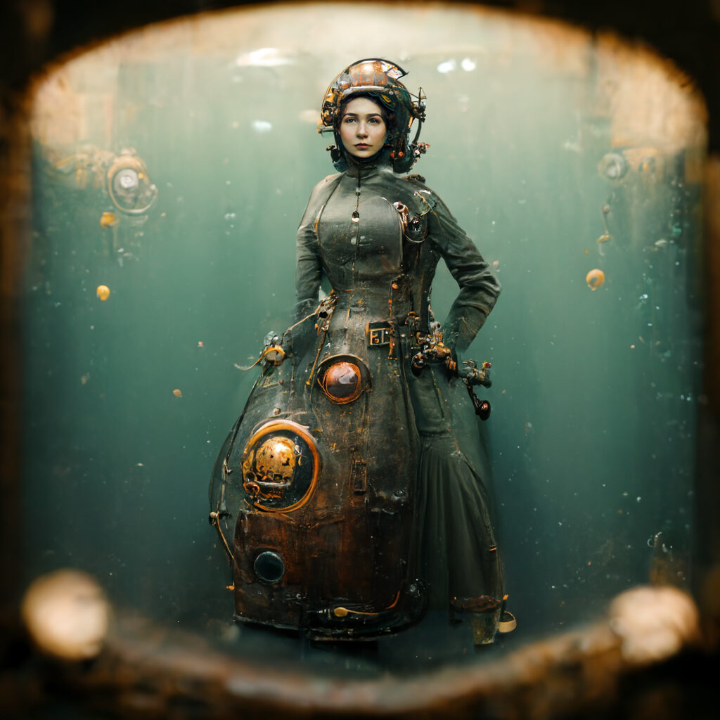 submarine lady in outerspace