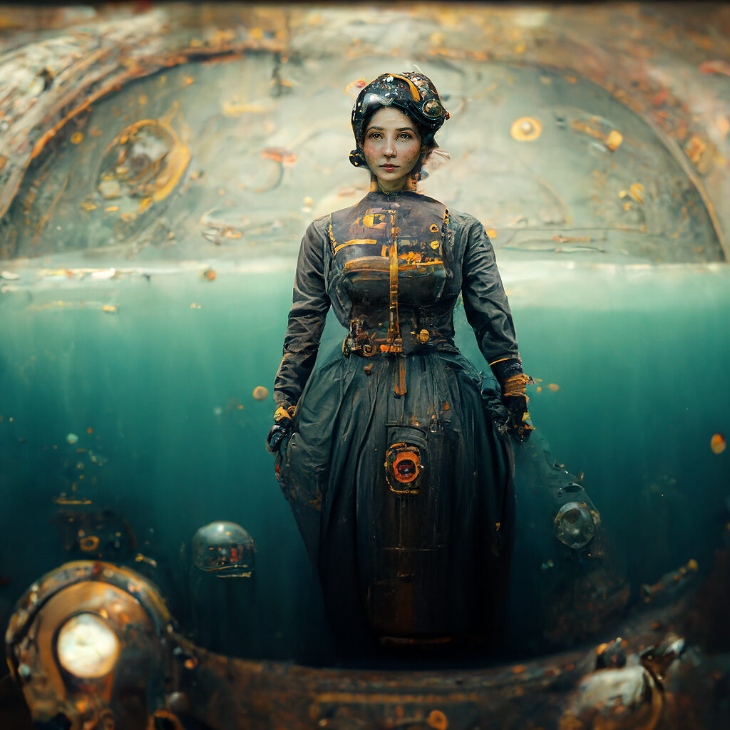 submarine lady in outerspace