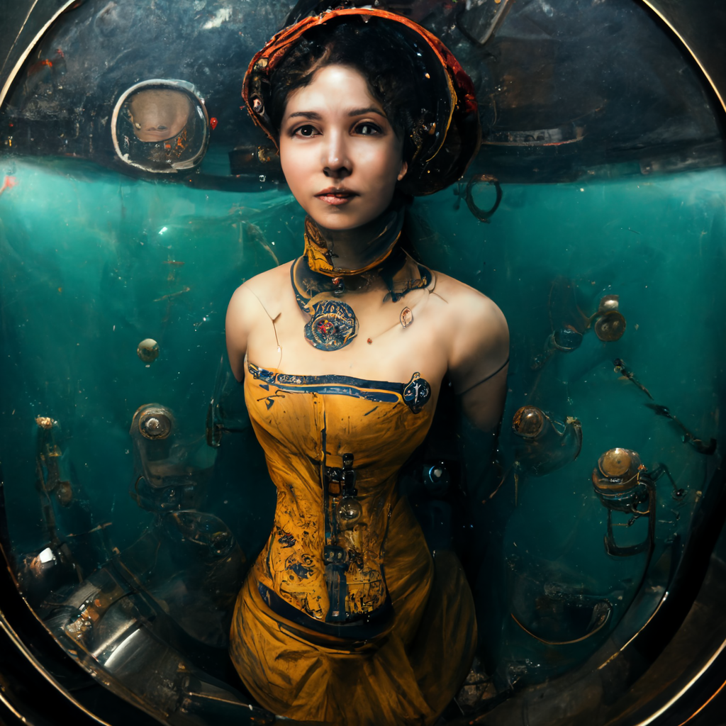 submarine lady in outerspace